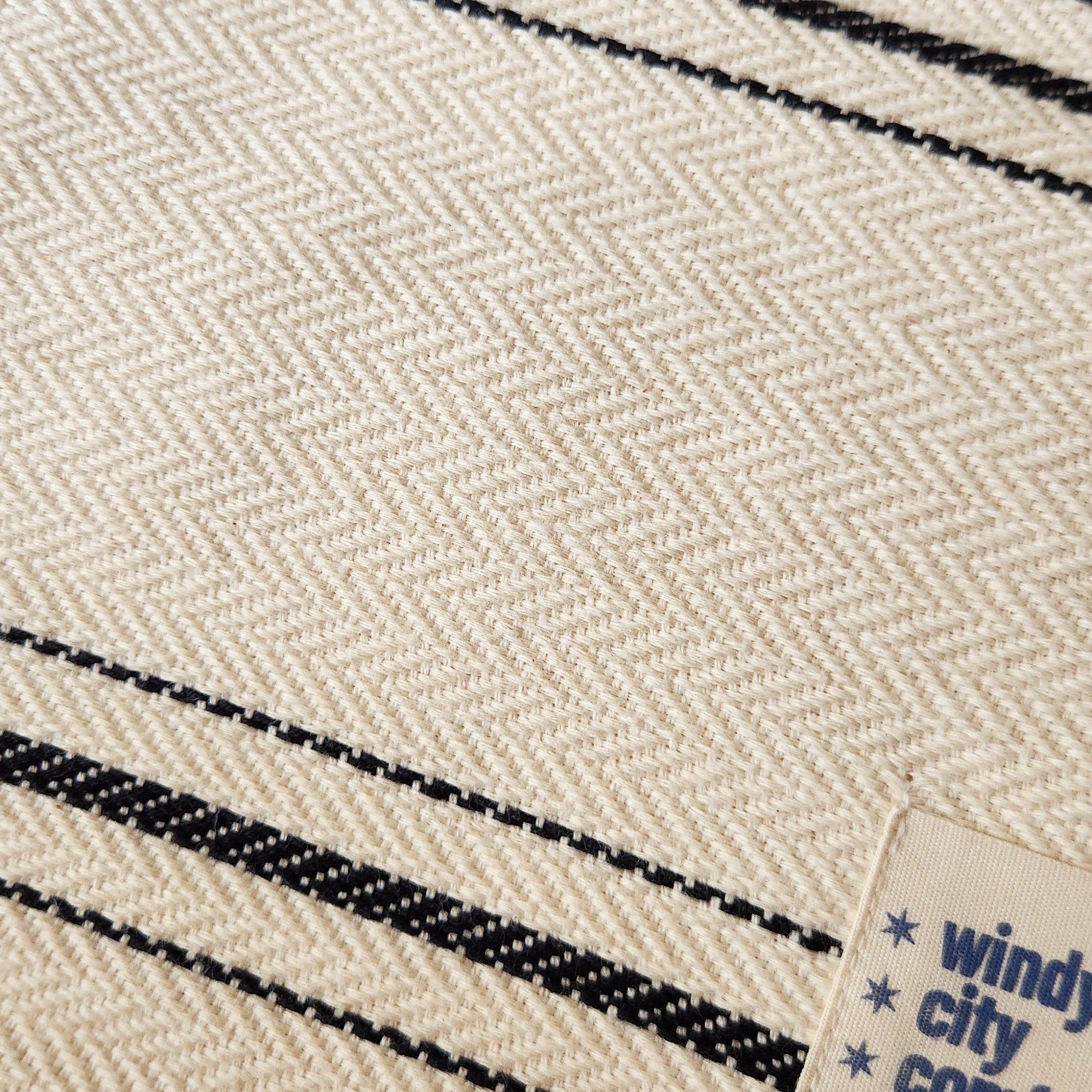 Rustic Couch Throw - Cream/Black Stripe