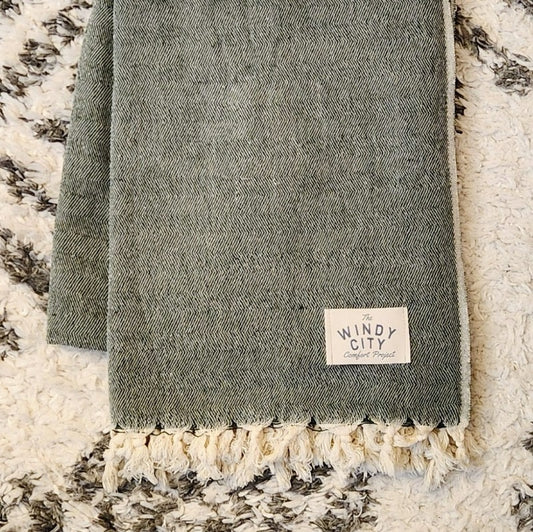 green custom classic blanket wool cotton