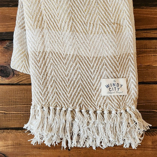 Oatmeal Stripe Rethread Throw