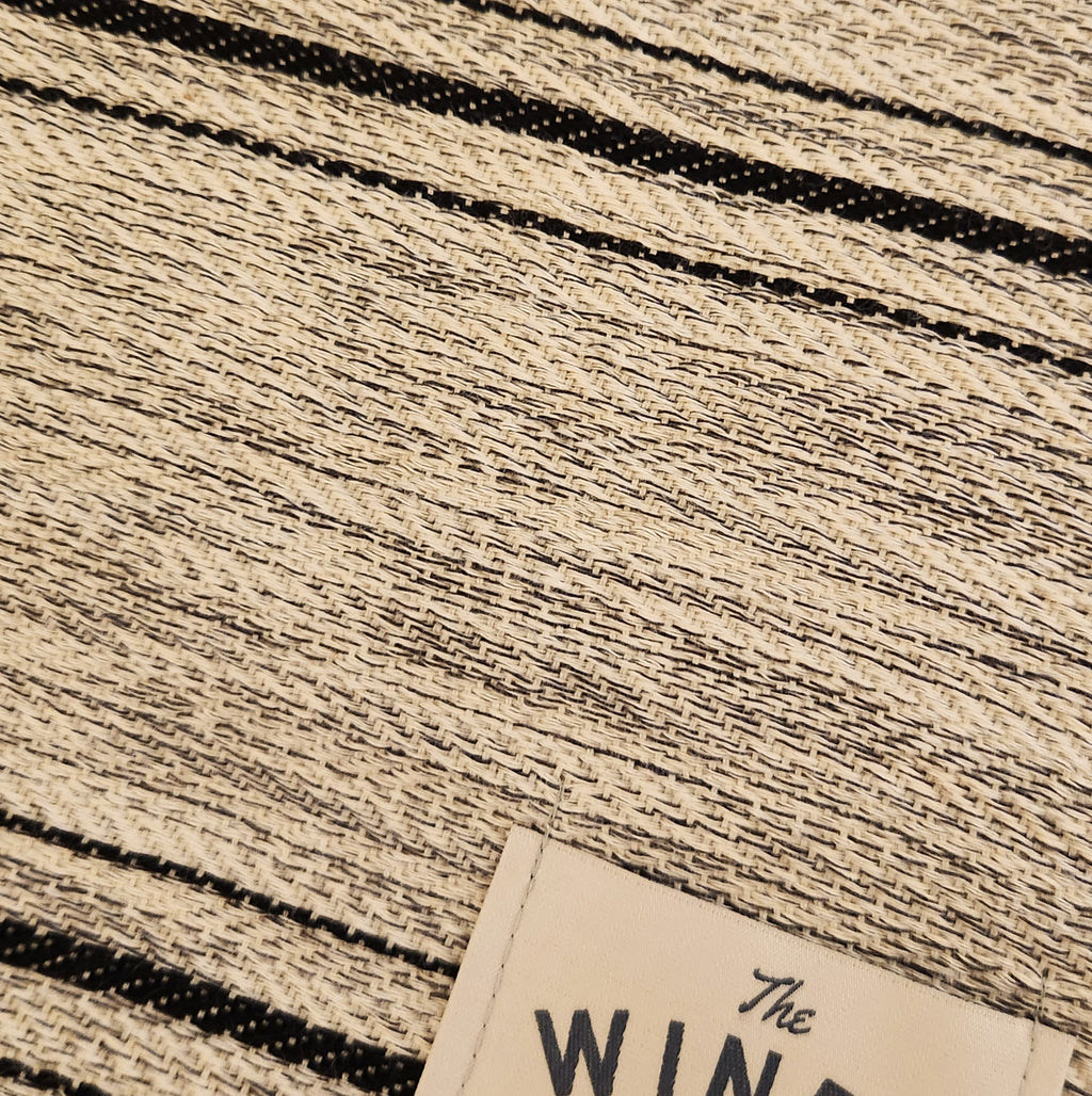 Rustic Queen Throw - Grey/Black Stripe