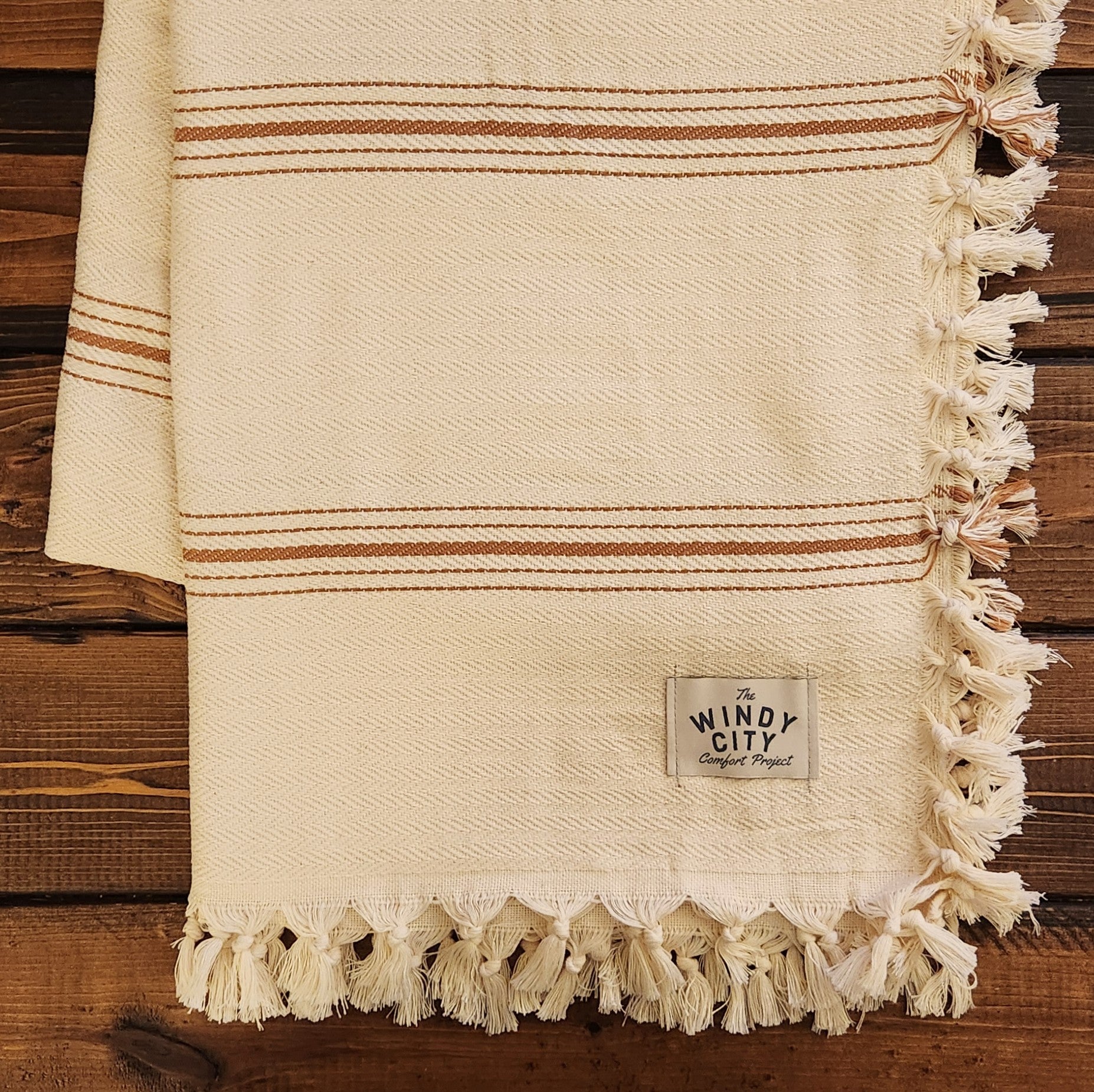 Rustic Queen Throw - Cream & Copper
