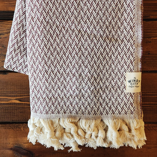 Wine Chevron Textured Throw