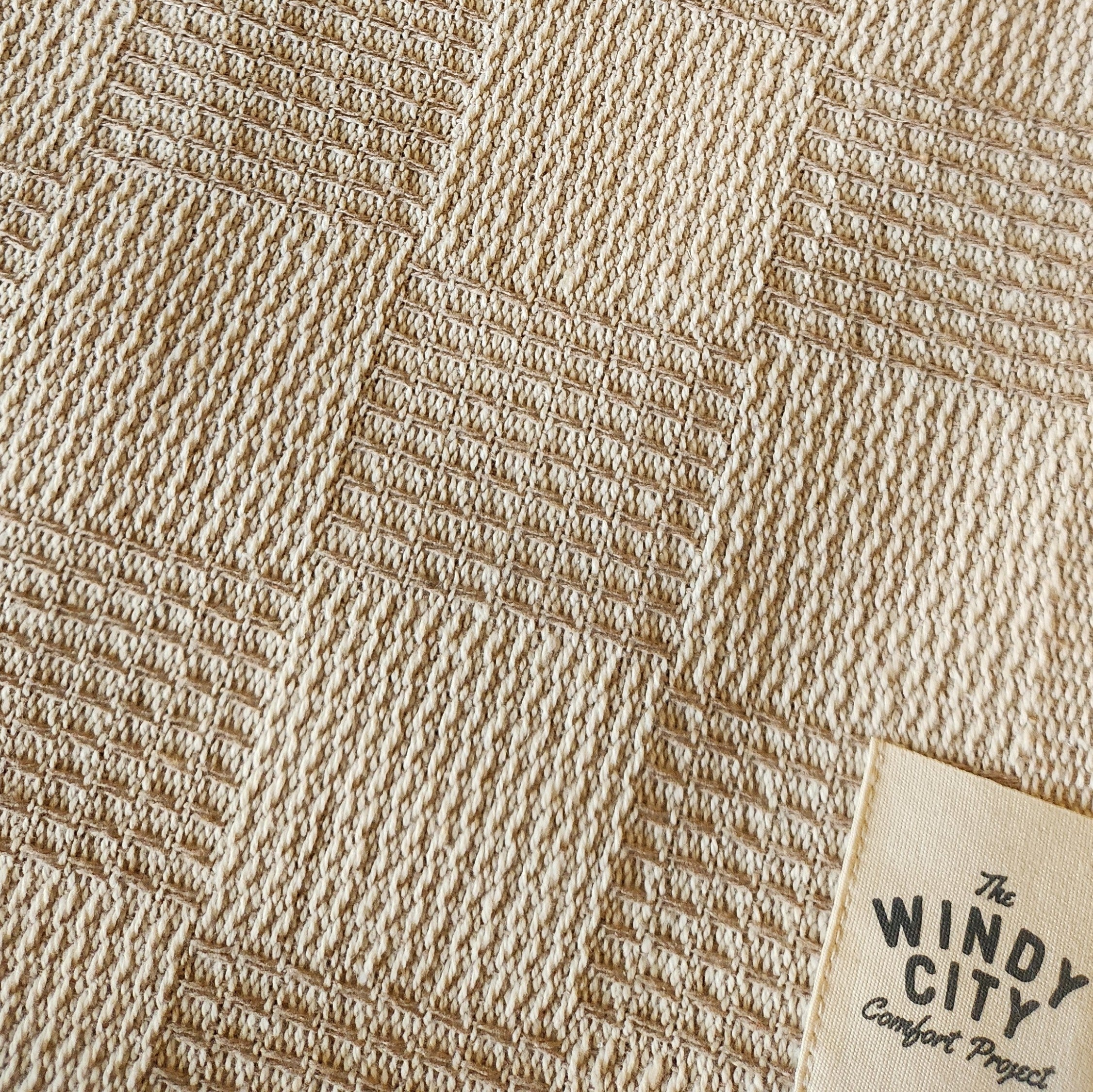 Cream Checkerboard Textured Throw