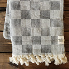 Textured Throw - Slate Checkerboard