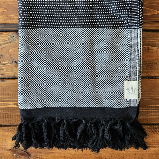 Fall Holiday XXL Turkish Blanket - Black/White