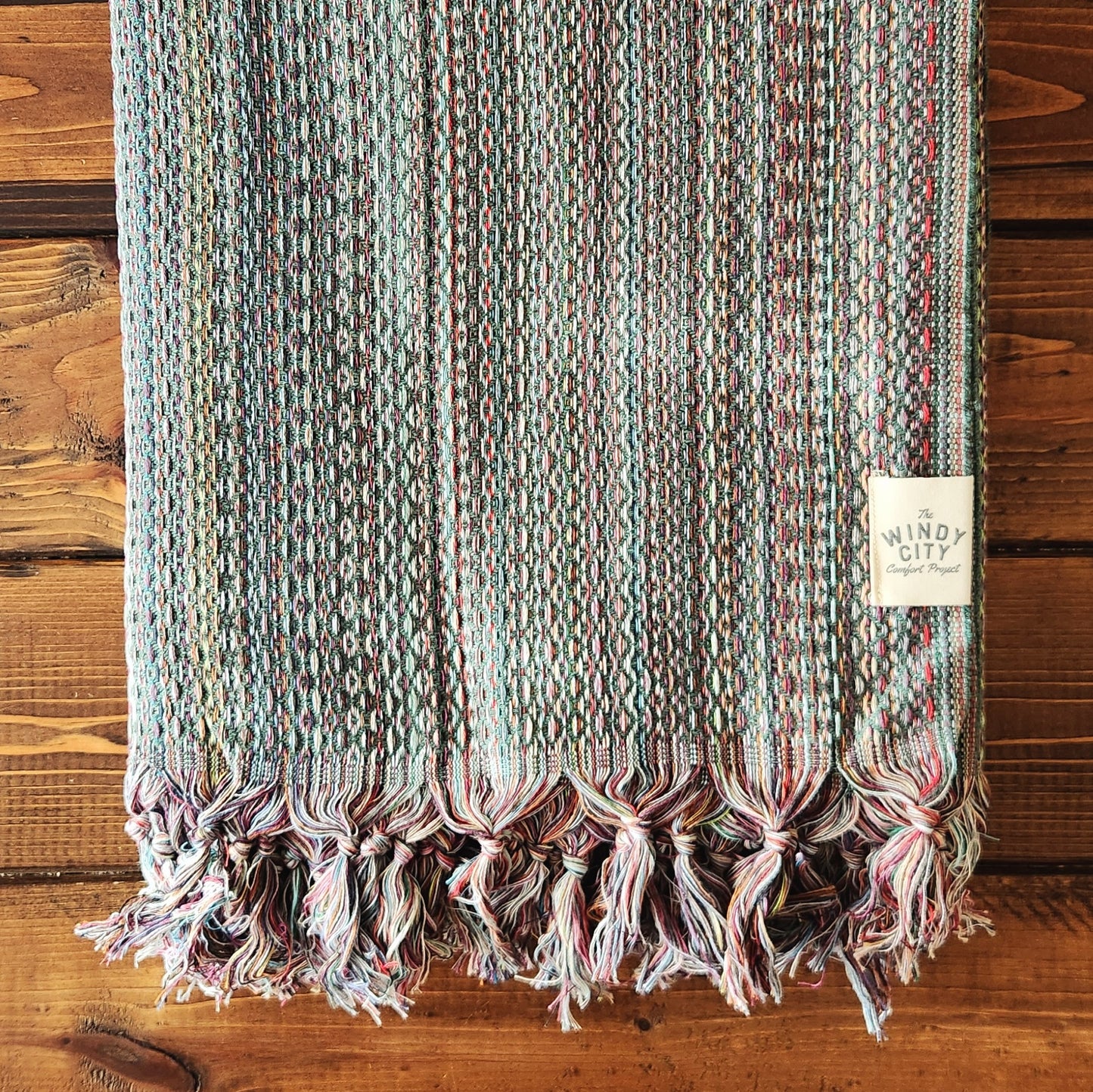 Spring XXL Handmade Rainbow Throw - Moss