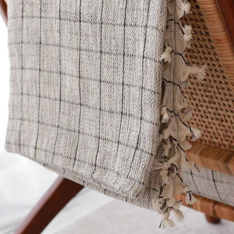 Rustic Queen Throw - Grey Windowpane