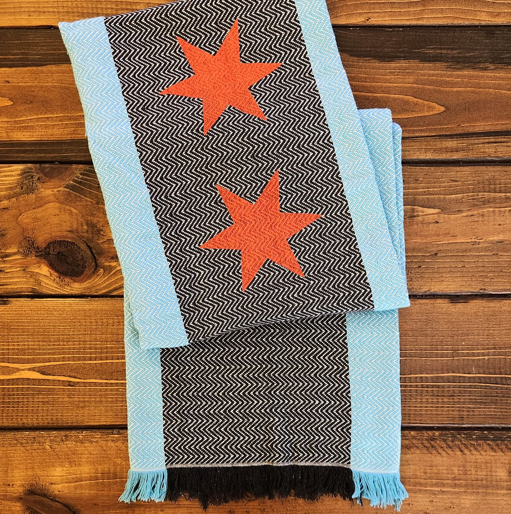 Chicago Flag Turkish Blanket - Black