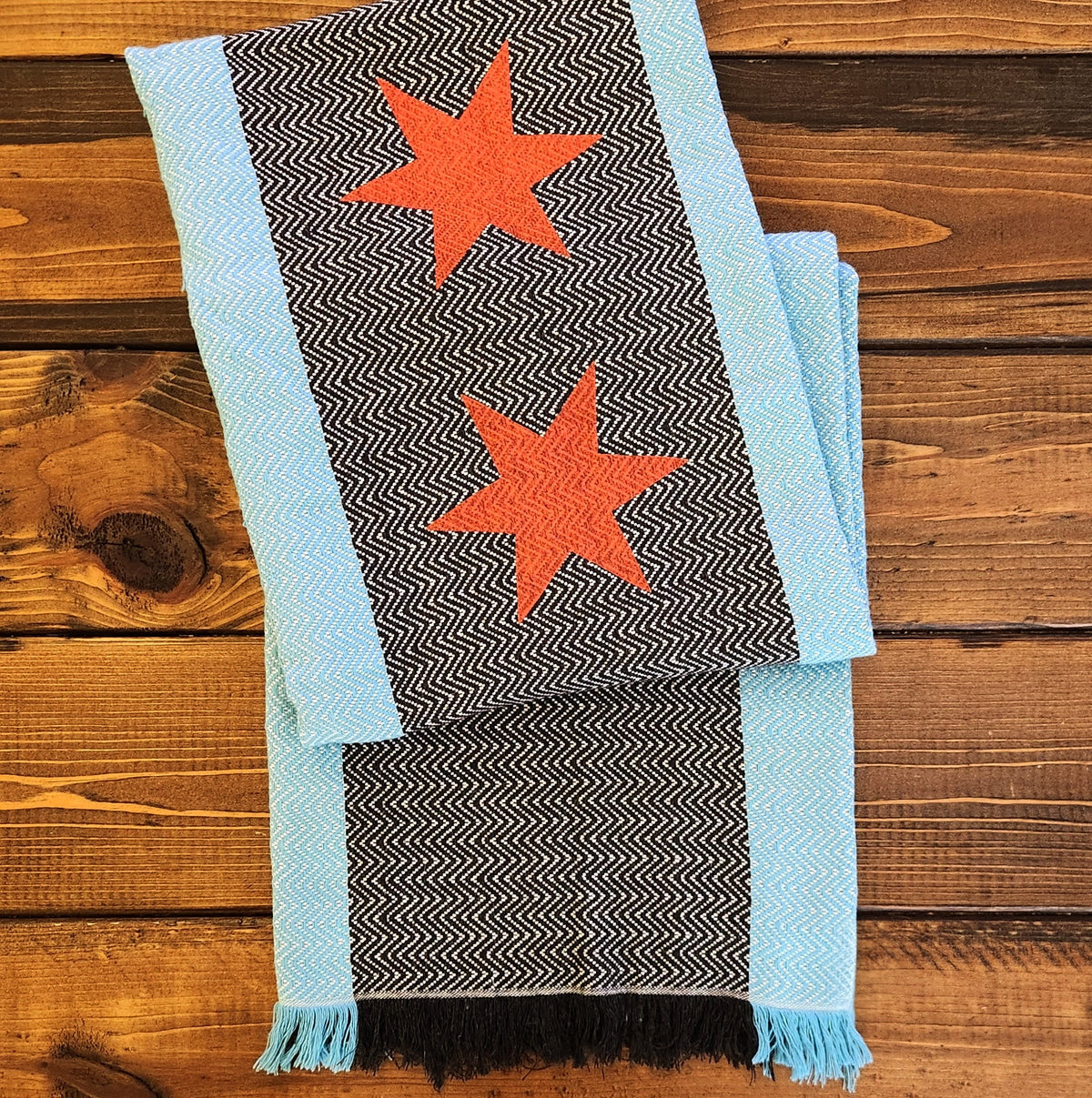 Chicago Flag Turkish Blanket - Black