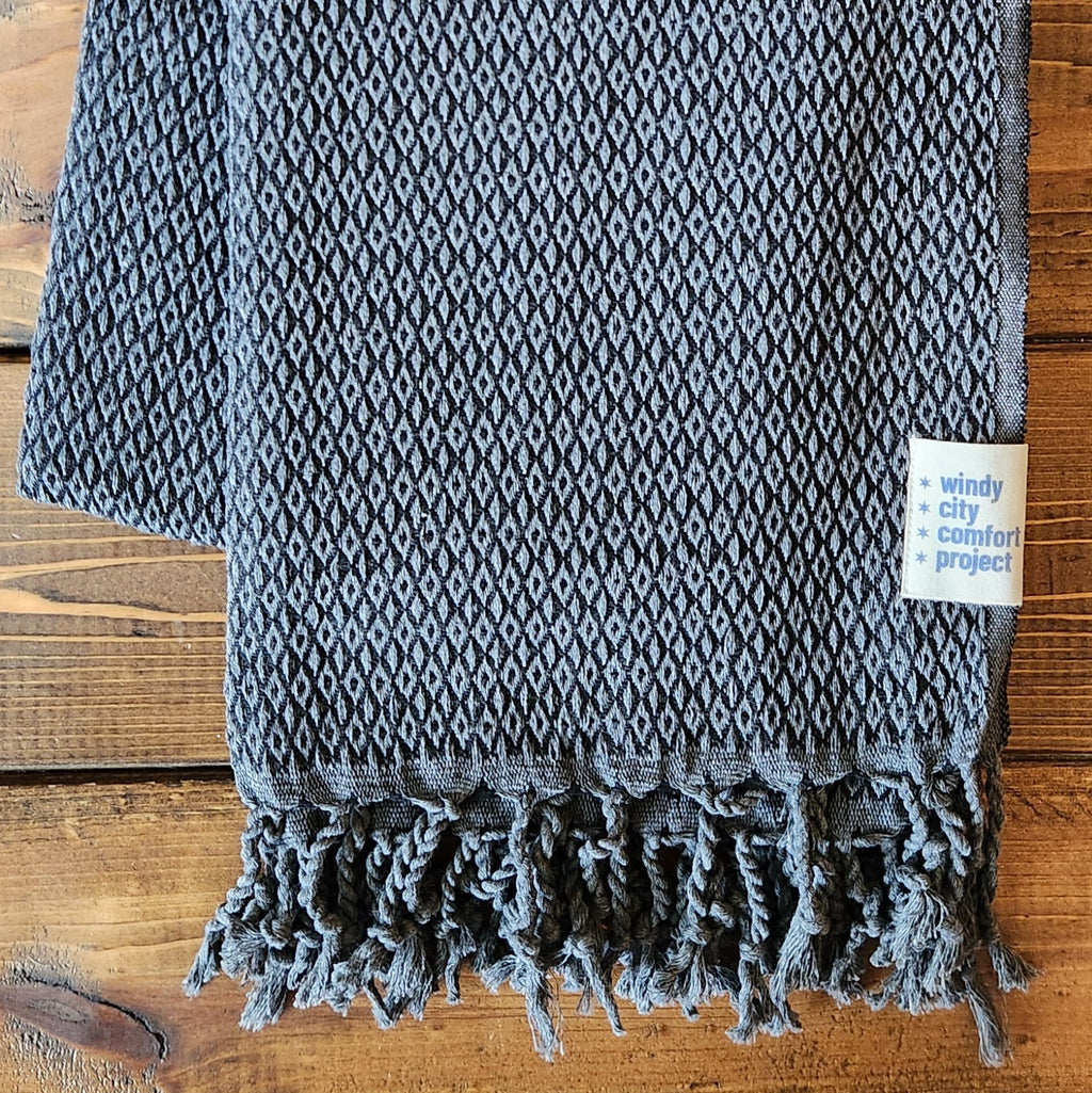 Fall Turkish Blanket - Black/Grey Dots