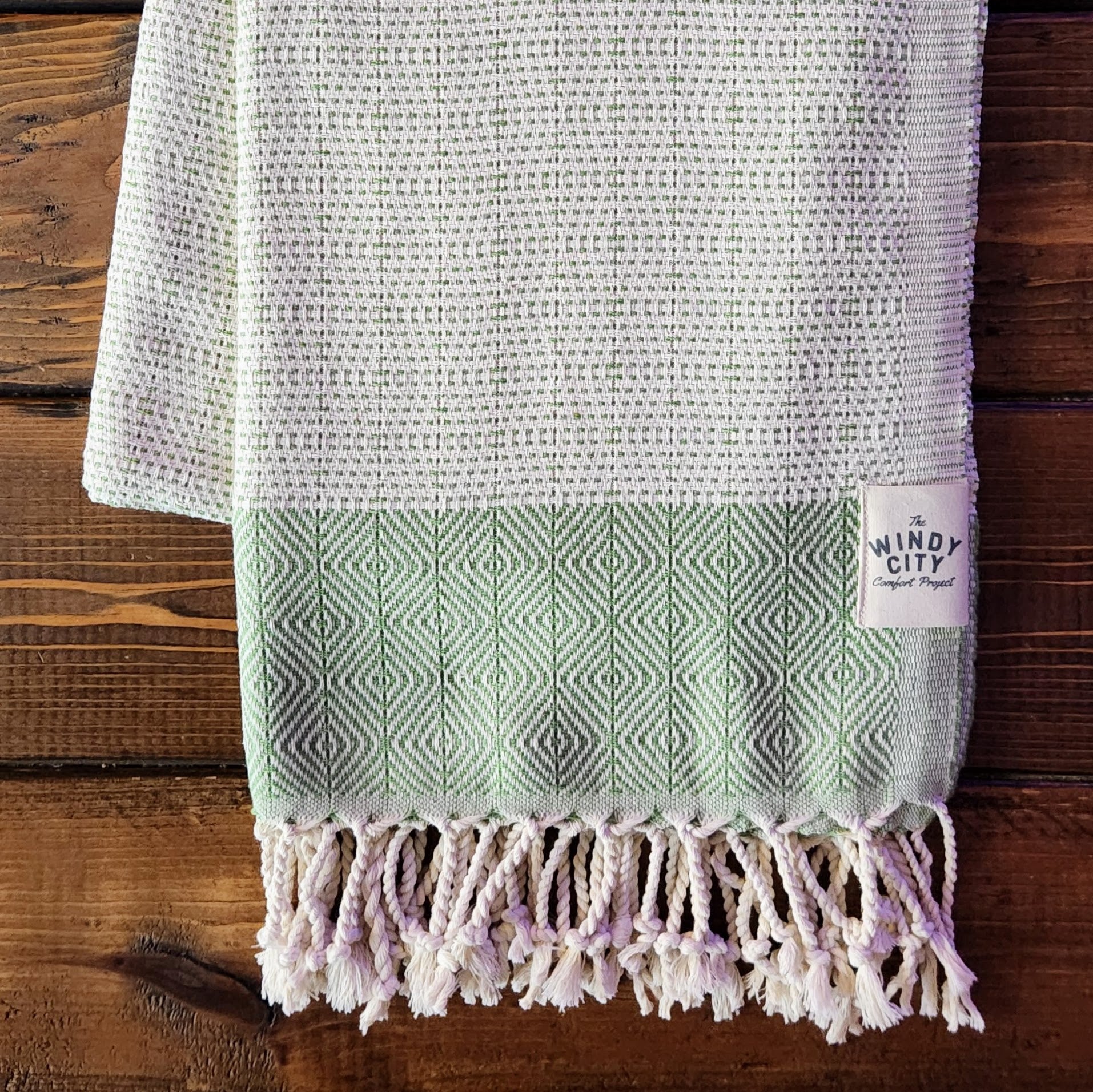 Fall Turkish Blanket - Green Apple Textured