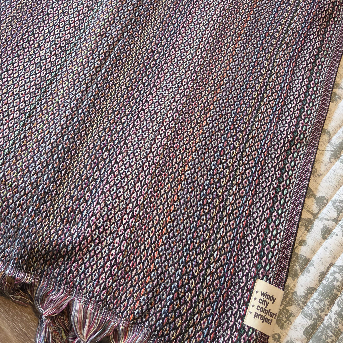 XXL Handmade Rainbow Throw - Black