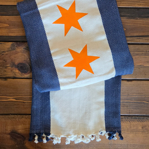 Chicago Flag Football Travel Blanket - Cream/Navy/Orange