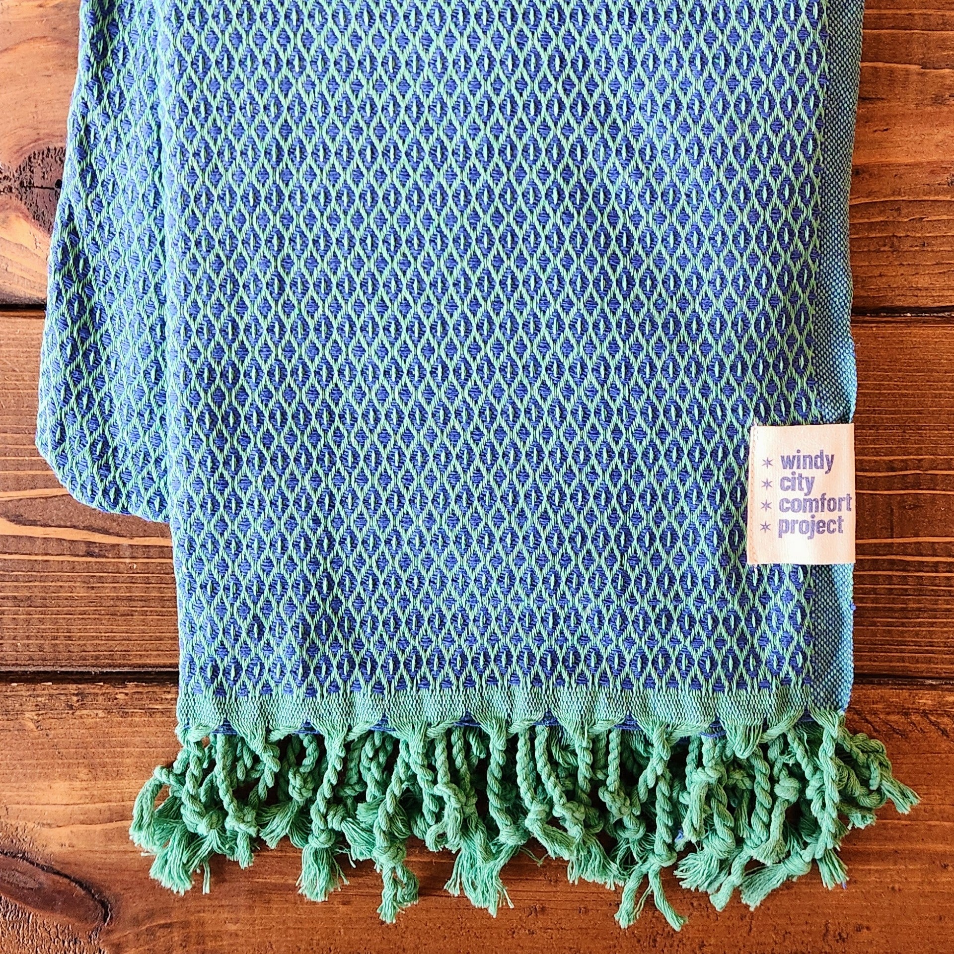 Fall Turkish Blanket - Blue/Green Dots