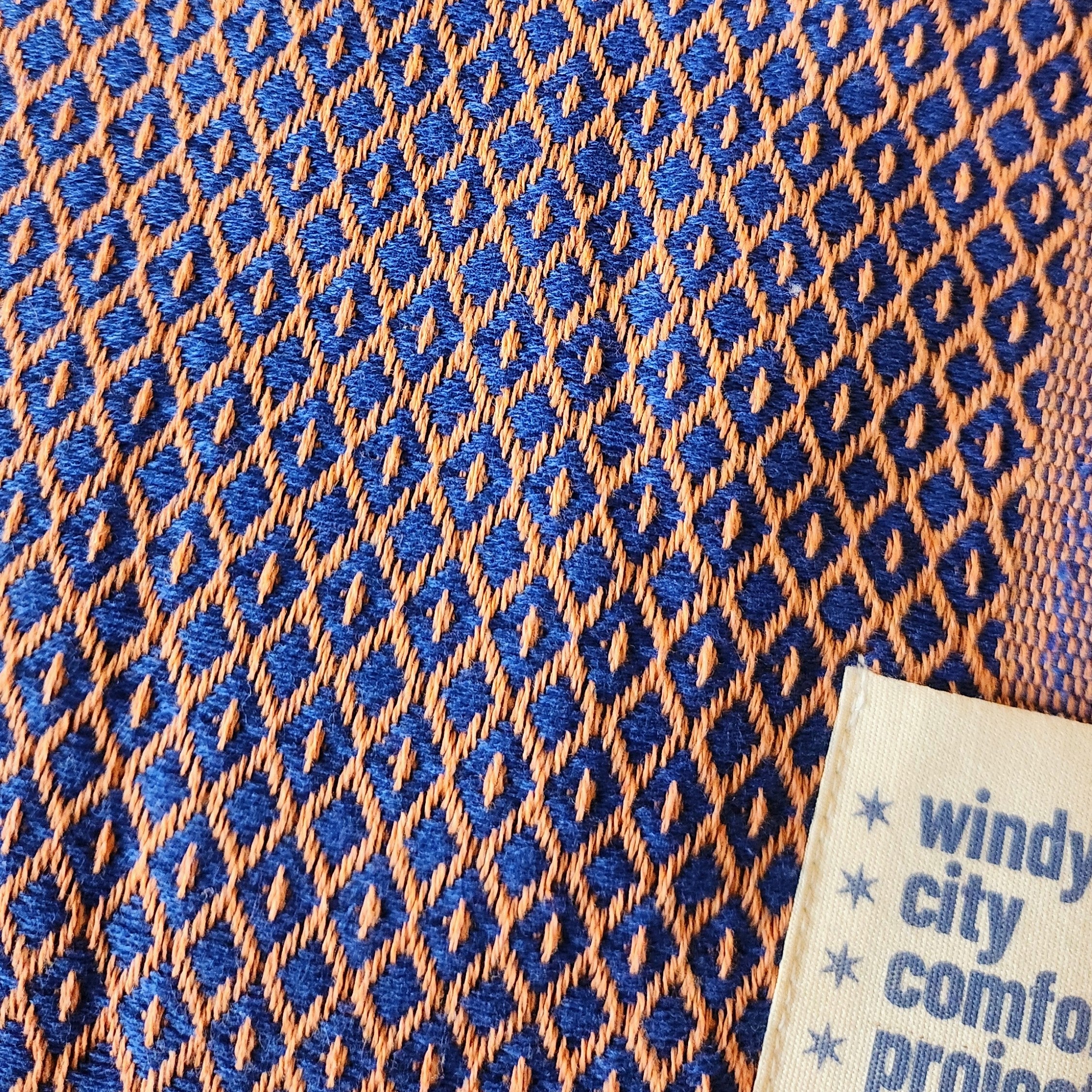 Fall Turkish Blanket - Royal/Orange Dots