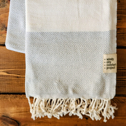 Fall Turkish Blanket - Grey Heather Diamond