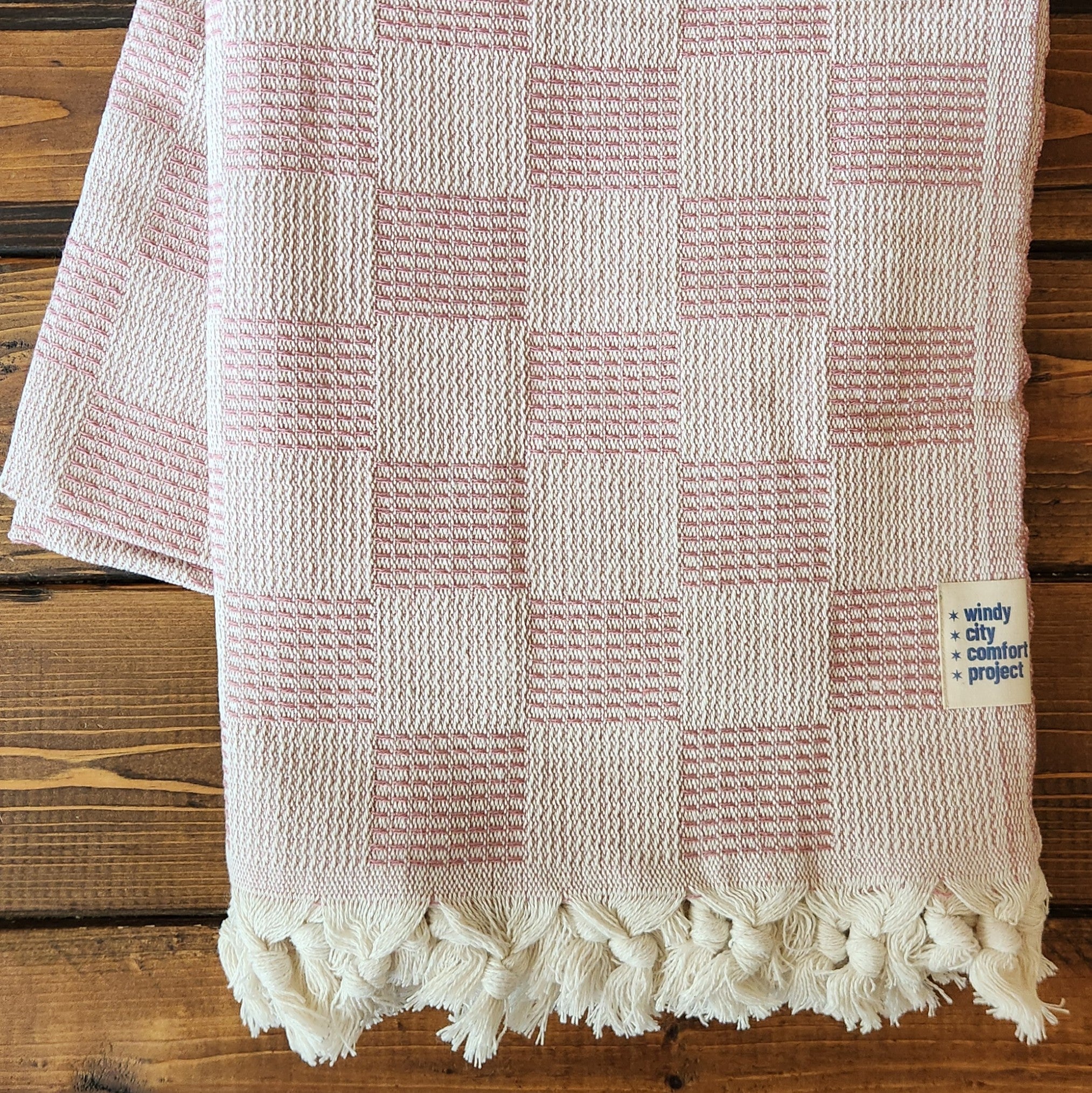 Textured Throw - Mauve Checkerboard