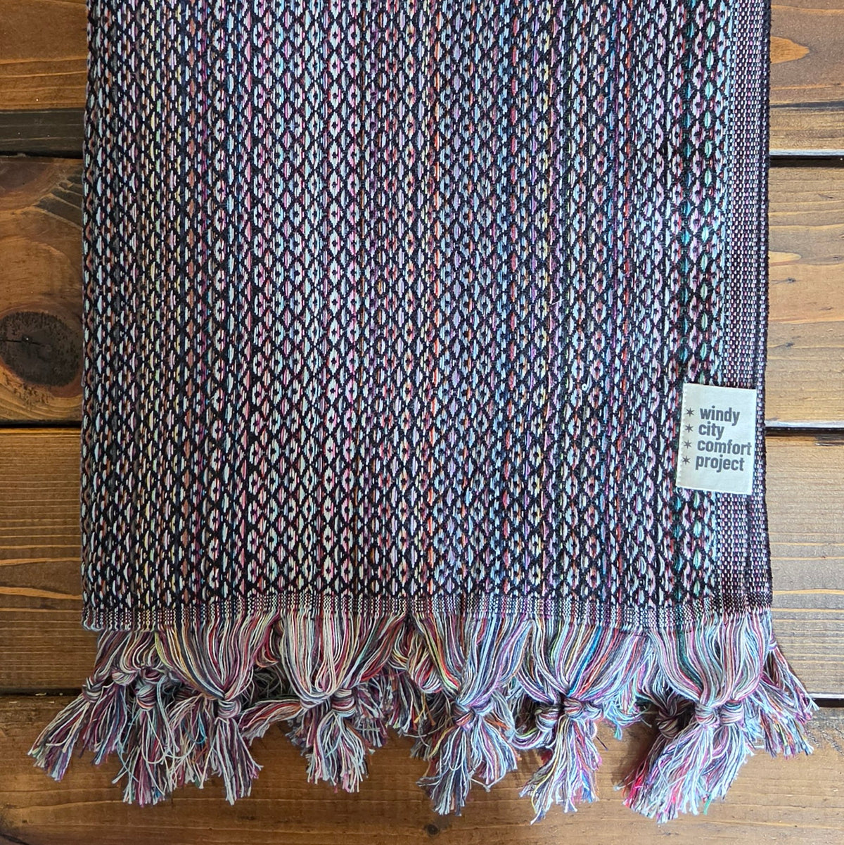 XXL Handmade Rainbow Throw - Black