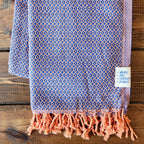 Fall Turkish Blanket - Royal/Orange Dots