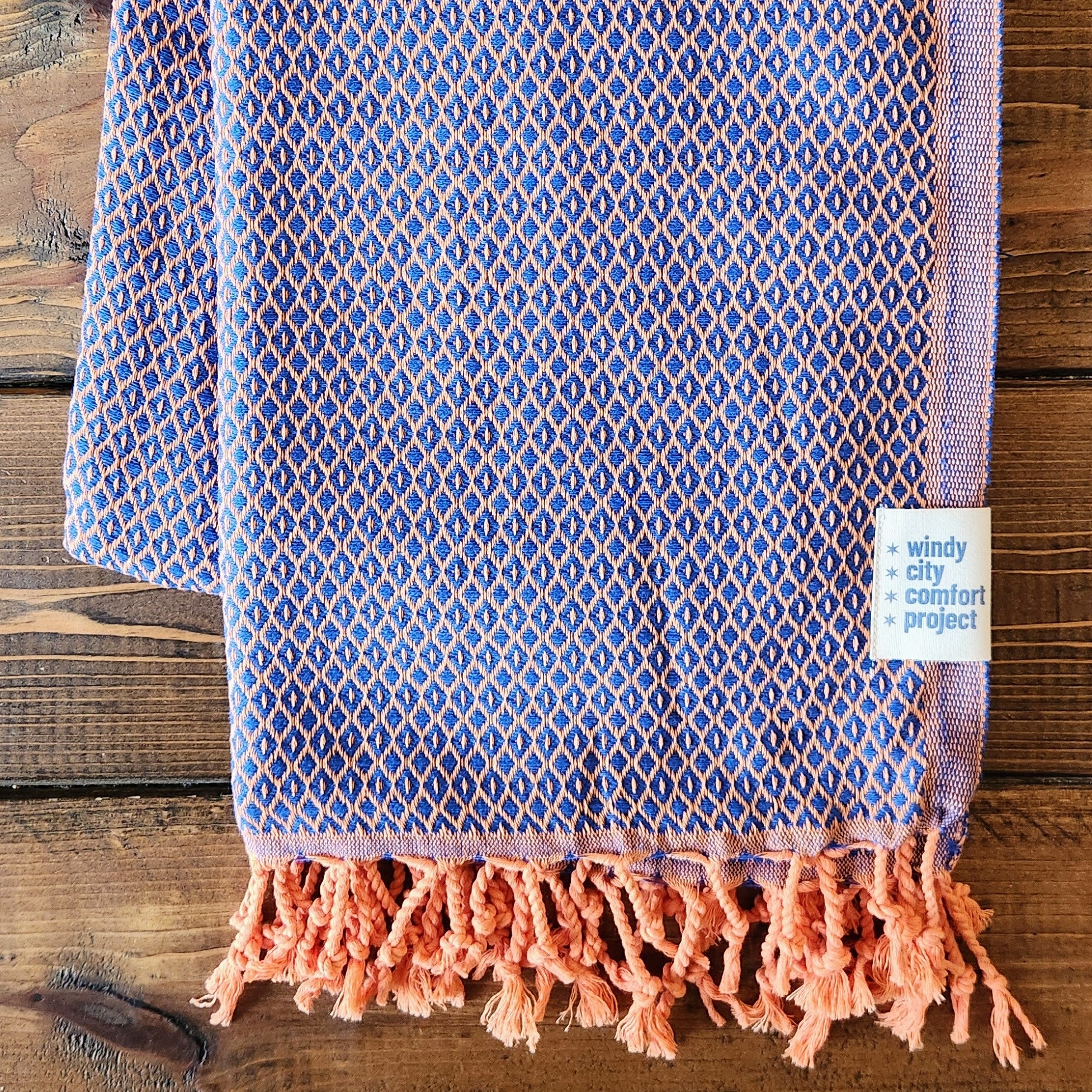 Fall Turkish Blanket - Royal/Orange Dots