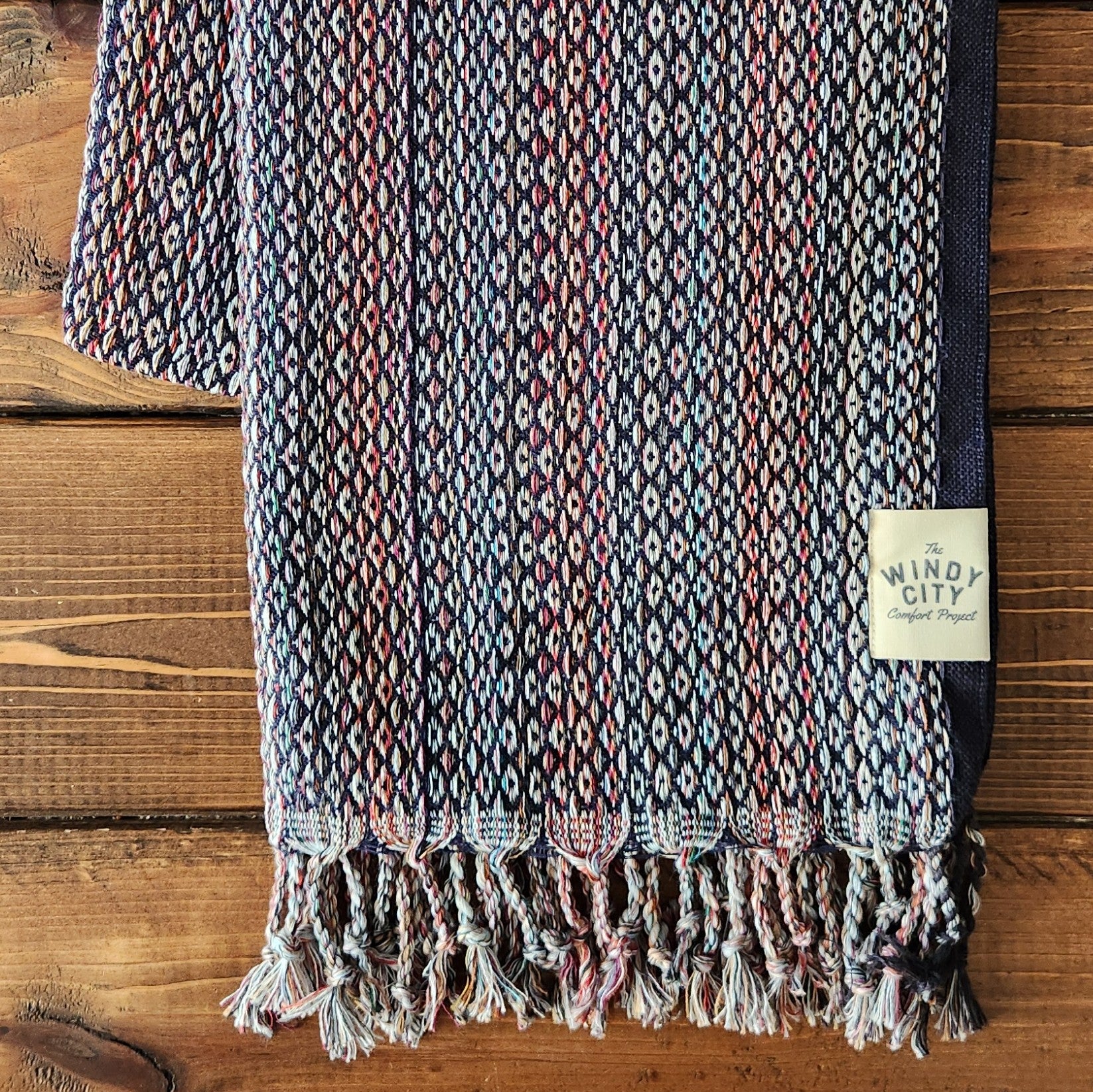 Fall Turkish Blanket - Rainbow Navy