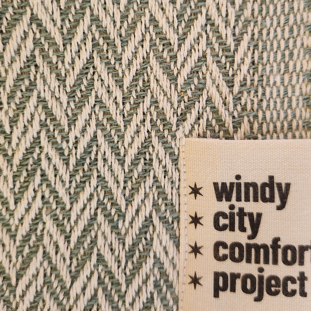 Textured Throw - Mint Chevron Tassel-Free