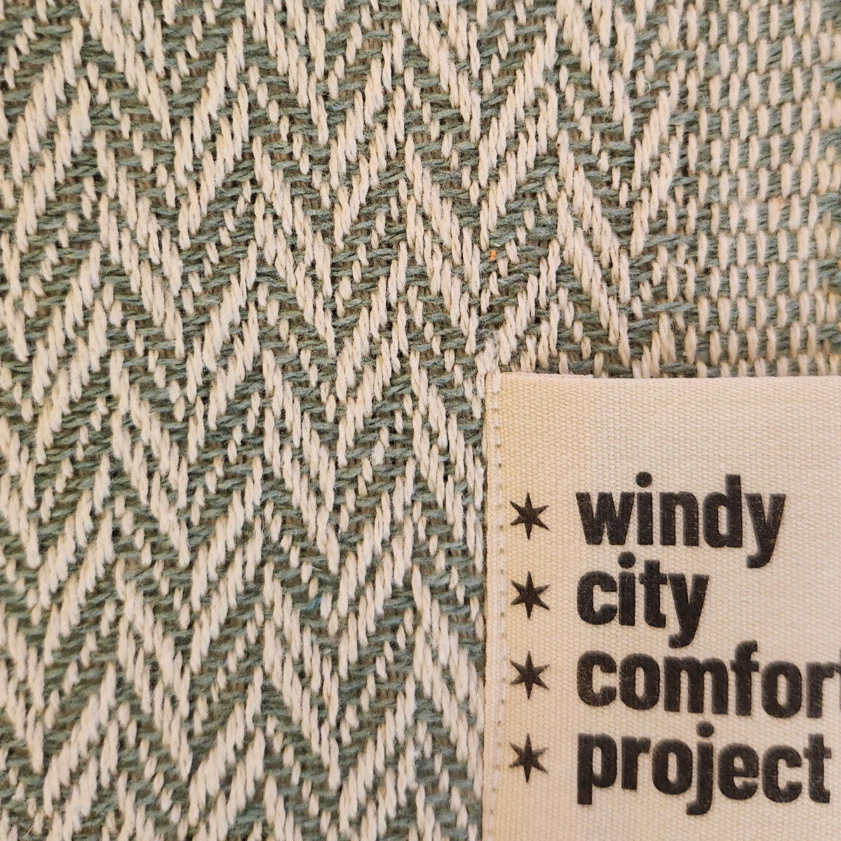 Textured Throw - Mint Chevron Tassel-Free