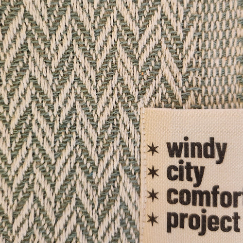 Textured Throw - Mint Chevron Tassel-Free