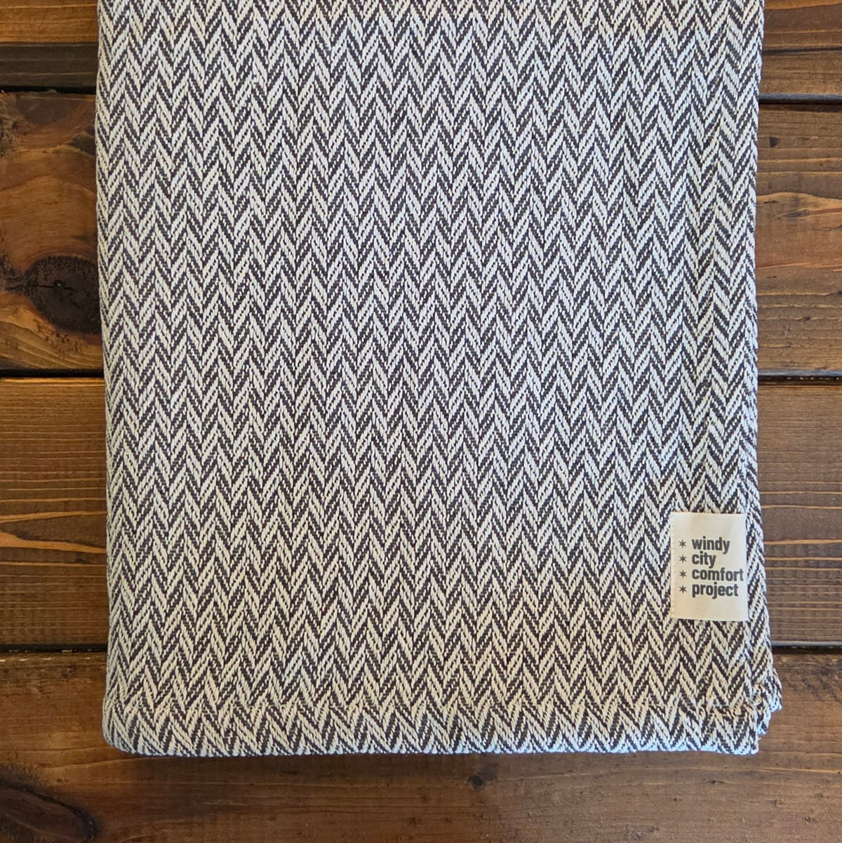 Textured Throw - Slate Chevron Tassel-Free
