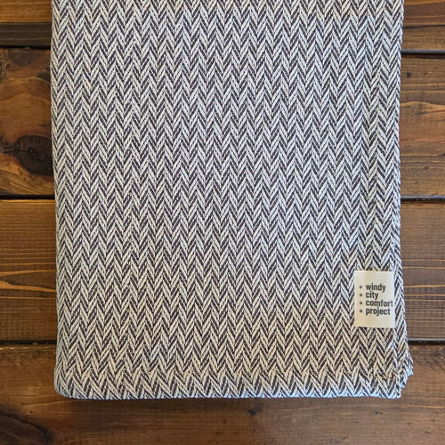 Textured Throw - Slate Chevron Tassel-Free
