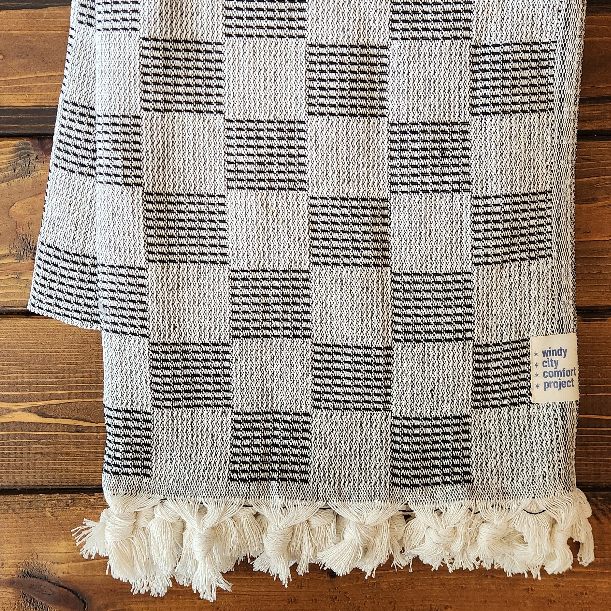 Textured Throw - Black Checkerboard