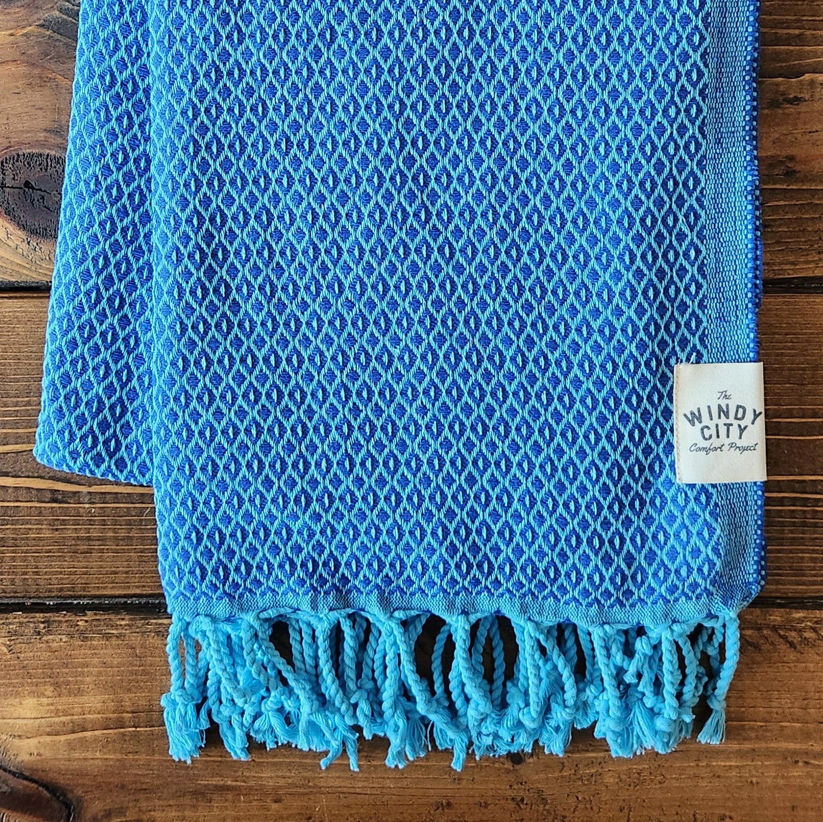 Fall Turkish Blanket - Blue/Navy Dots