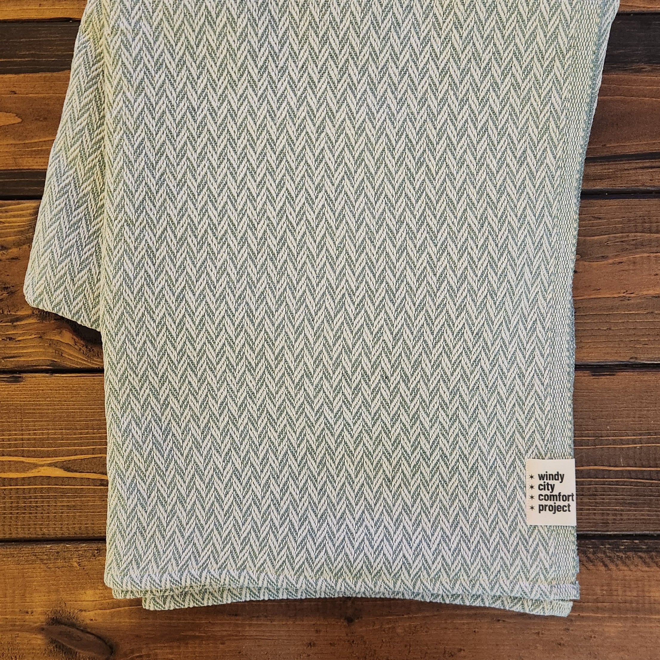 Textured Throw - Mint Chevron Tassel-Free