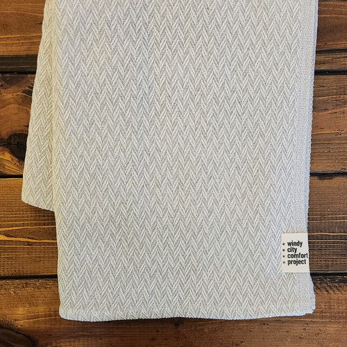 Textured Throw - Light Grey Chevron Tassel-Free