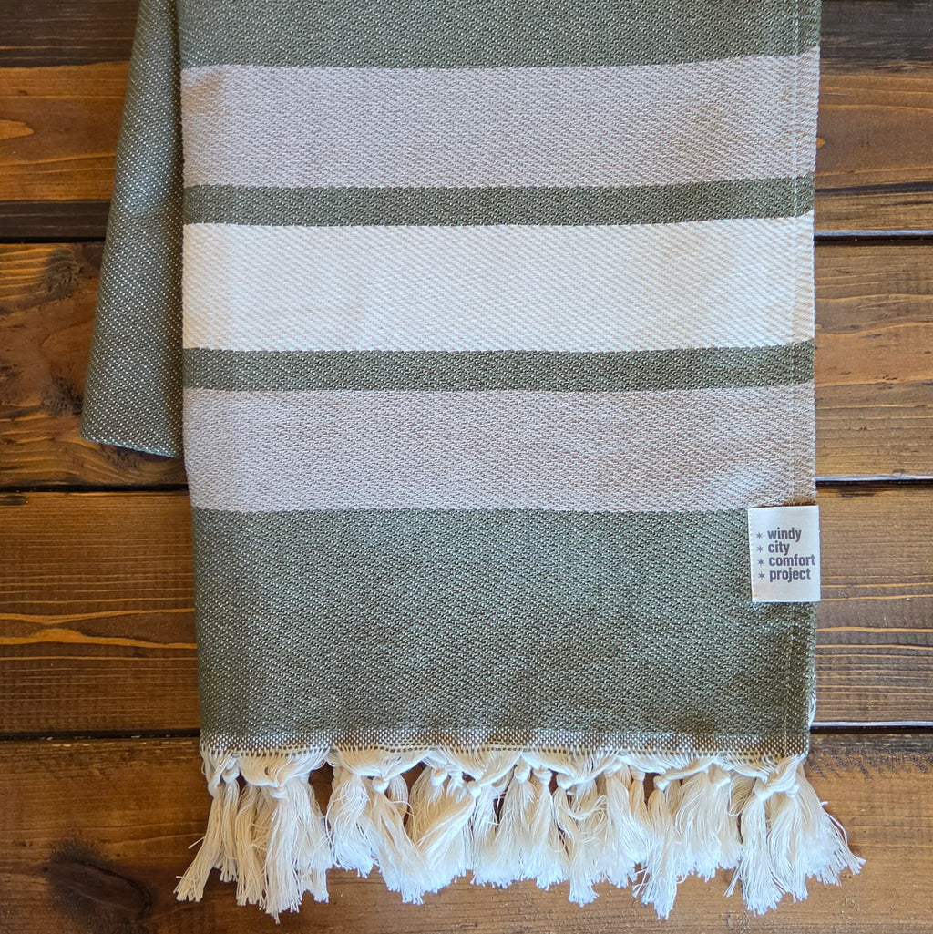 Essential Throw - Moss Stripe