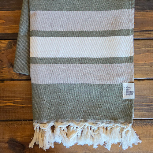 Essential Throw - Moss Stripe