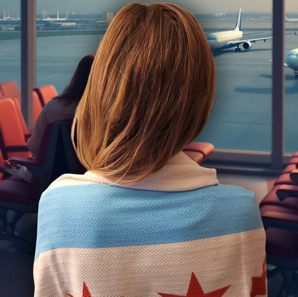 Chicago Flag Travel Blanket
