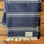 Rustic Couch Throw - Navy/Cream Stripe