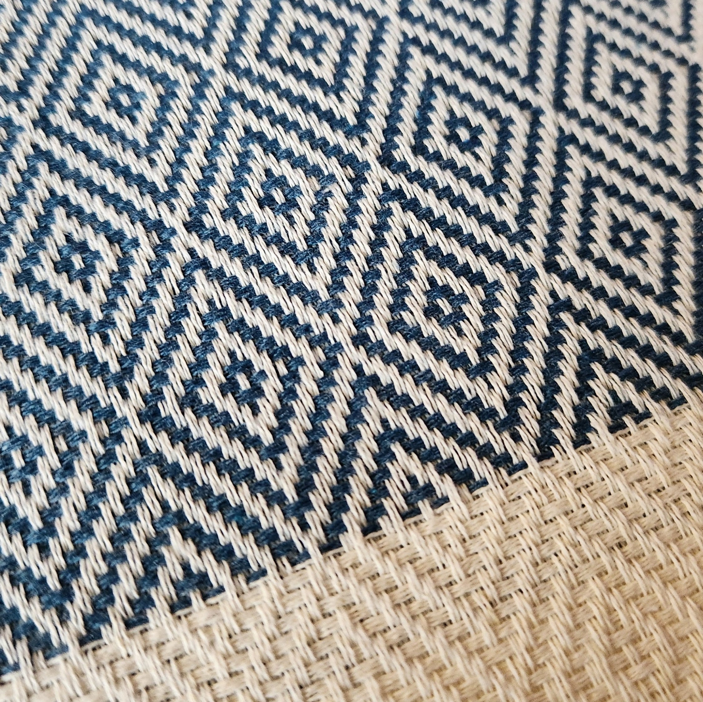 Fall Turkish Blanket - Navy Blue Diamonds