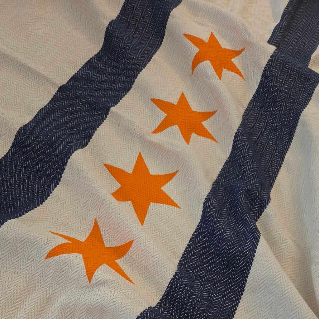 Chicago Flag Football Travel Blanket - Cream/Navy/Orange