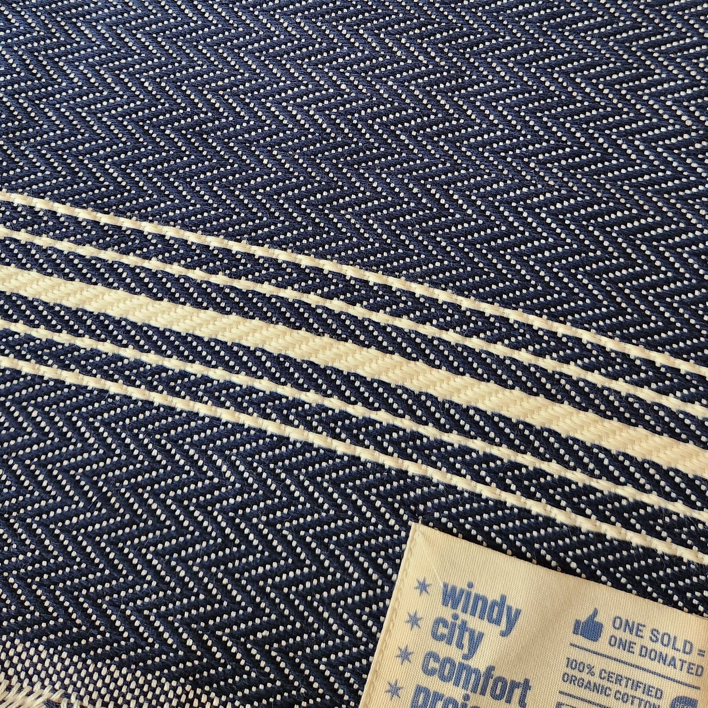 Rustic Couch Throw - Navy/Cream Stripe