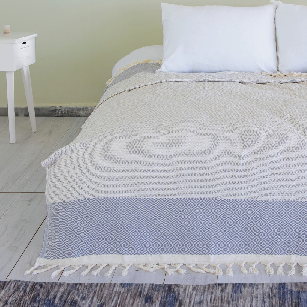 Spring XXL Turkish Blanket - White/Grey