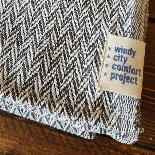 Textured Throw - Slate Chevron Tassel-Free