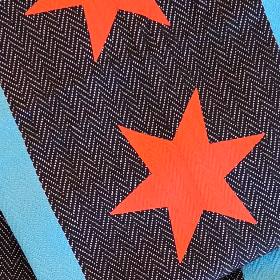 Chicago Flag Turkish Blanket - Black