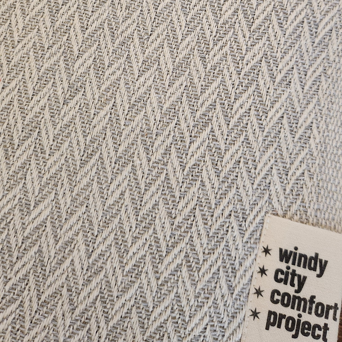 Textured Throw - Light Grey Chevron Tassel-Free