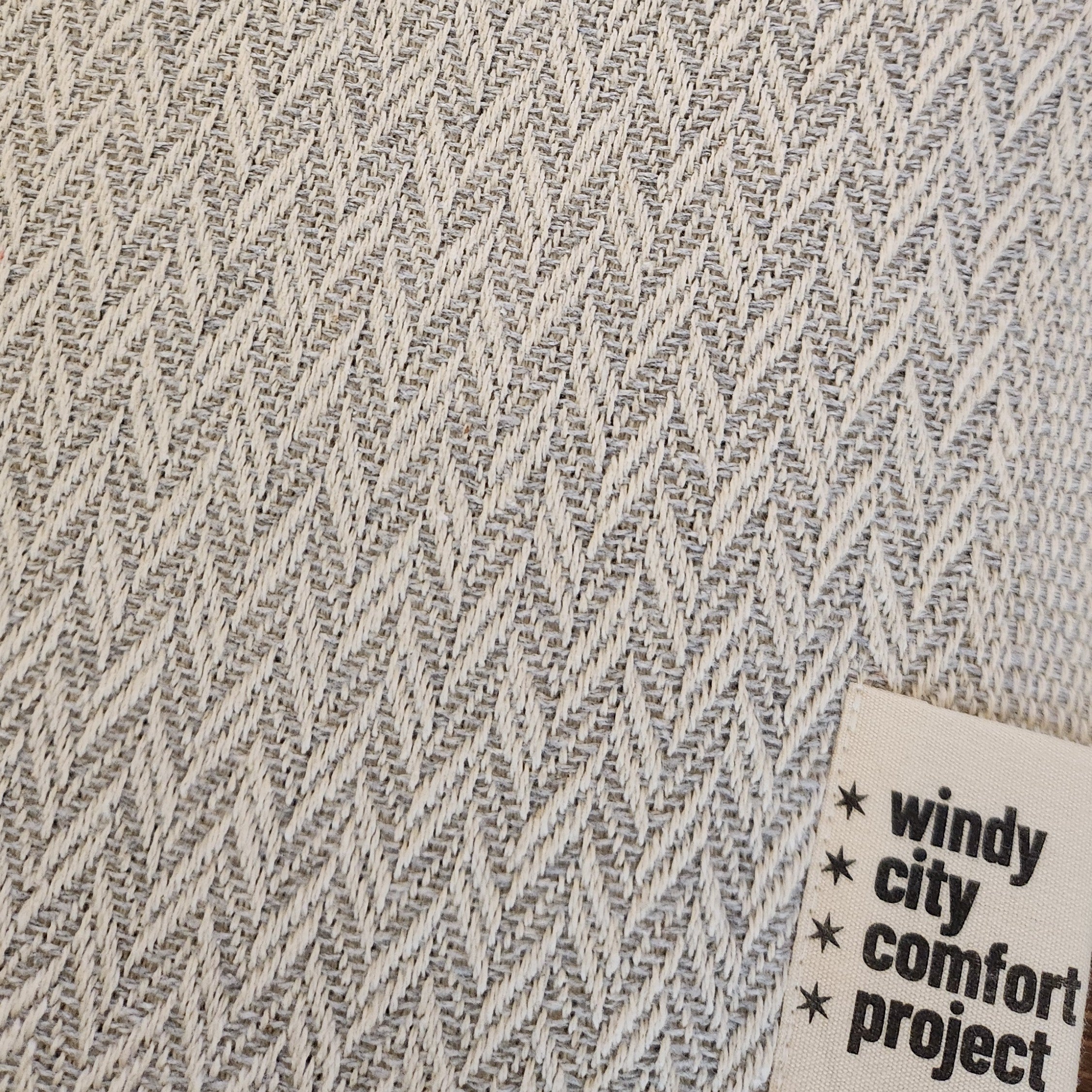 Textured Throw - Light Grey Chevron Tassel-Free