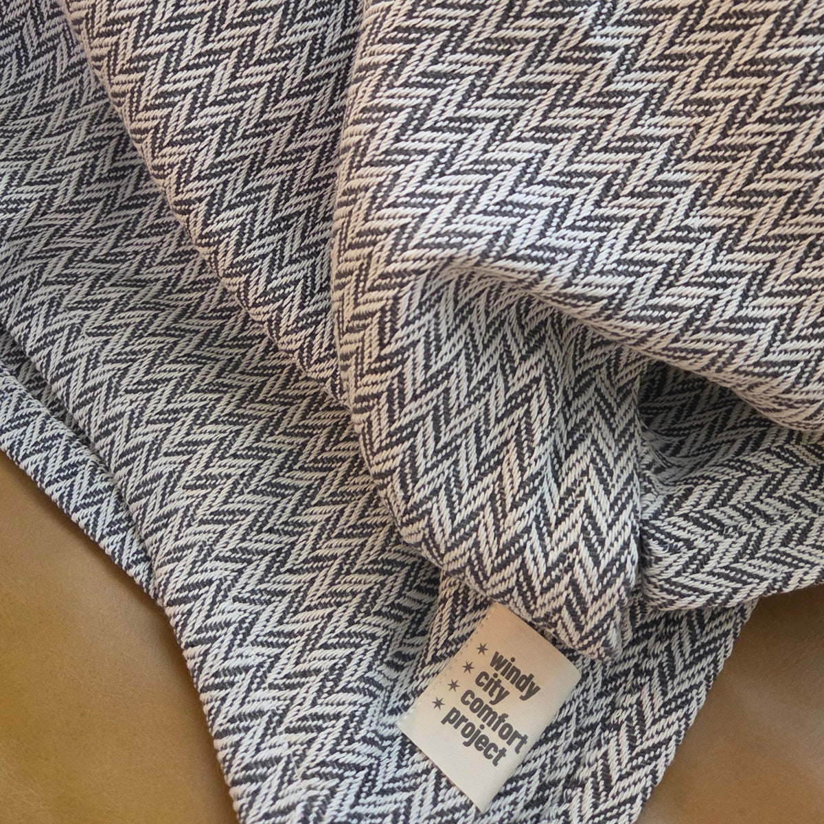 Textured Throw - Slate Chevron Tassel-Free