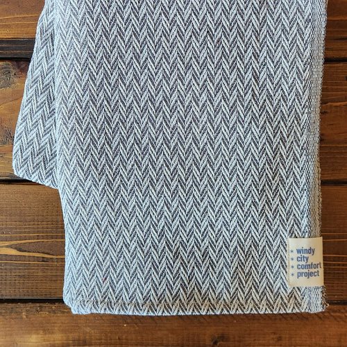 Textured Throw - Slate Chevron Tassel-Free